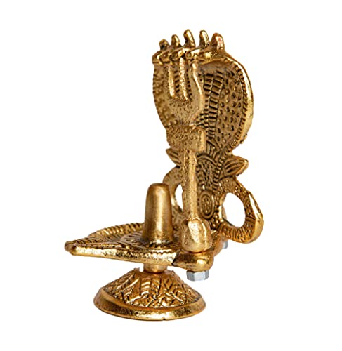 Shivling with Sheshnag (5 Headed Snake) and Trishul Statue Figurines for Home Decor / Car Decor Sculpture (4.5 Inch) Mangal Fashions | Indian Home Decor and Craft