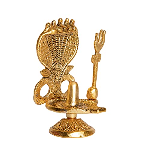 Shivling with Sheshnag (5 Headed Snake) and Trishul Statue Figurines for Home Decor / Car Decor Sculpture (4.5 Inch) Mangal Fashions | Indian Home Decor and Craft