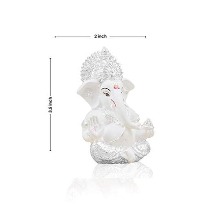 Silver Plated Lord Ganesha Idol for Car Dashboard (Size: 3.5 x 2 inch) Mangal Fashions | Indian Home Decor and Craft