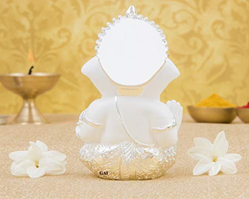 Silver Plated Lord Ganesha Idol for Car Dashboard (Size: 3.5 x 2 inch) Mangal Fashions | Indian Home Decor and Craft