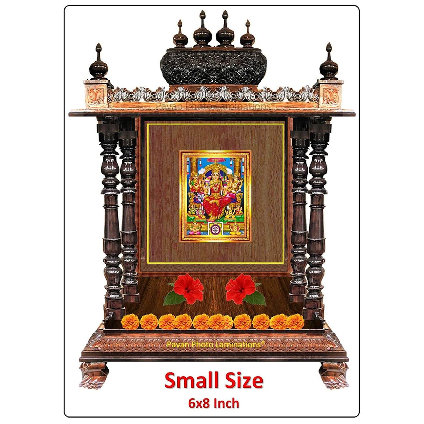 Sri Raja Rajeshwari Devi Lalita Tripura Sundari Amman Photo Frame (Golden Color, Small Size 6x8 Inch) Mangal Fashions | Indian Home Decor and Craft