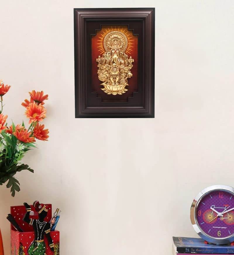 Sri Shuba Drishti Ganapathy / Ganesha for Home Entrance Wall Hanging Idol, (Fiber/Resin, 10 x 14 inch, Brown) Mangal Fashions | Indian Home Decor and Craft