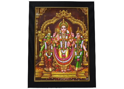 Subramanya Swamy Valli Devayani God Photo Wooden Frame with Wall Hook (10x13 Inches, Multicolour, Matt Finish) Mangal Fashions | Indian Home Decor and Craft