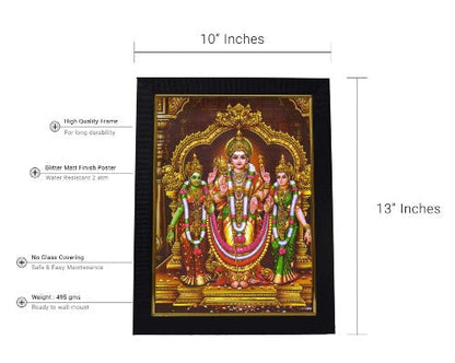 Subramanya Swamy Valli Devayani God Photo Wooden Frame with Wall Hook (10x13 Inches, Multicolour, Matt Finish) Mangal Fashions | Indian Home Decor and Craft