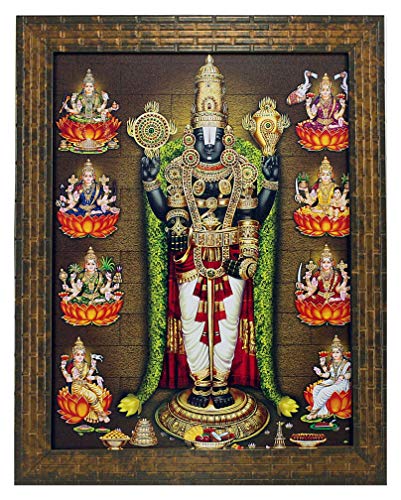 Tirupati Balaji with Ashtalakshmi Painting - Synthetic Wood, 27x30.5x1cm, Multicolour (Without Glass) Mangal Fashions | Indian Home Decor and Craft