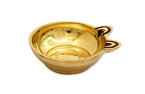 Two Faced Antique Brass Dasara Panti 3.5" Diameter Panati - 130 ml Oil Capacity Mangal Fashions | Indian Home Decor and Craft