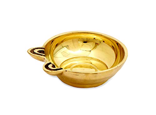 Two Faced Antique Brass Dasara Panti 4" Diameter Panati - 170 ml Oil Capacity Mangal Fashions | Indian Home Decor and Craft