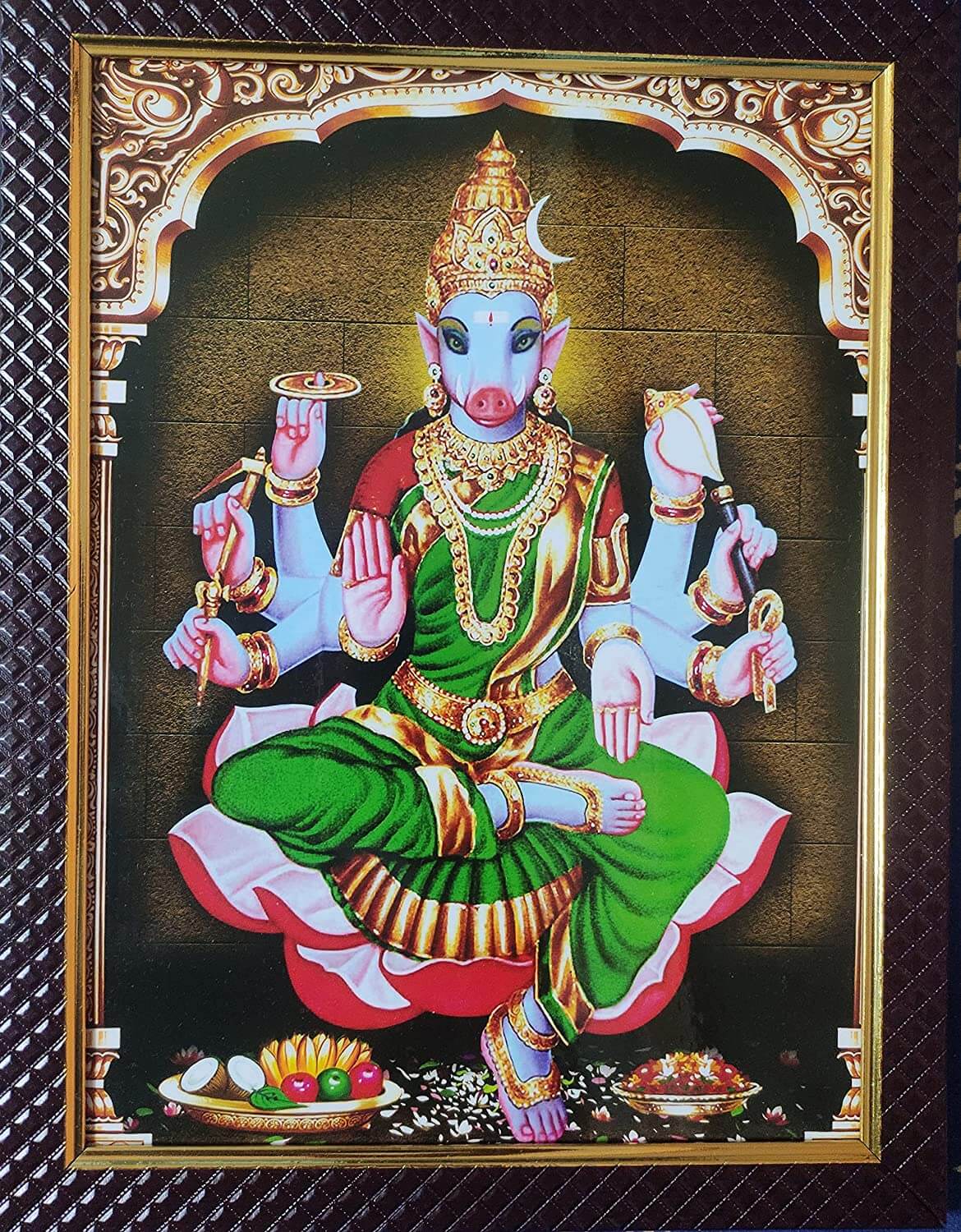 Varahi Devi Amman Photo with Wood Frame (Without Glass) (10 X 13 Inch) Mangal Fashions | Indian Home Decor and Craft