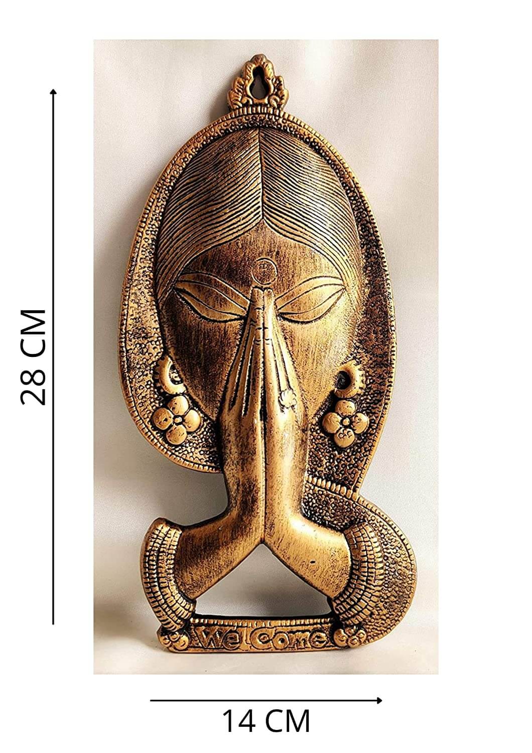 Welcome Namaste Lady Metal Hanging Religious Metal Wall Decor Showpiece Hanging Entrance Gate Decor (14 x 2 x 28 cm, Antique) Mangal Fashions | Indian Home Decor and Craft