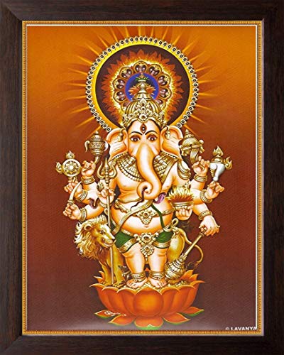 Wood Shri Shuba Drishti Ganapathy / Ganesha for Entrance and Wall Hanging Photo Frame (8 Inch x 12 Inch), Multicolour Mangal Fashions | Indian Home Decor and Craft