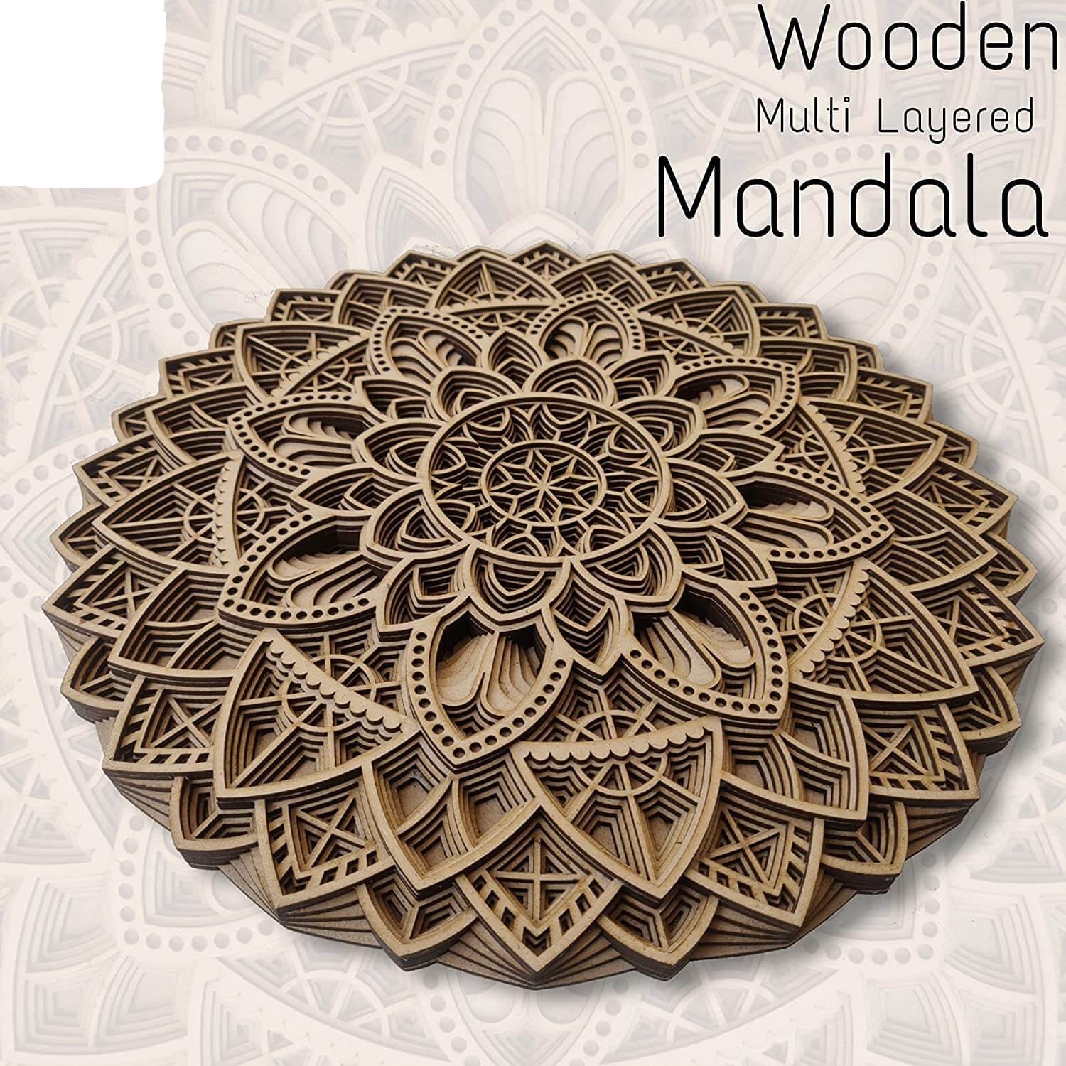 Wooden 3D Laser Cut Multi Layered Decorative Mandala Wall Décor (12 x 12 Inch) Mangal Fashions | Indian Home Decor and Craft