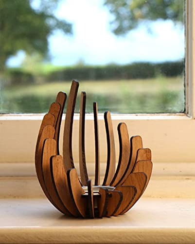 Wooden Lotus Deepam Diya Kundulu (6 x 6 x 6 Inches) - Fits Tealight Candle / Large Candle / Diya - Handcrafted Art Piece Mangal Fashions | Indian Home Decor and Craft