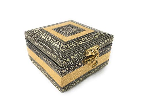 Wooden Meenakari Jewel Box for Women / Multipurpose Vanity Box Golden Trinket Box Mangal Fashions | Indian Home Decor and Craft