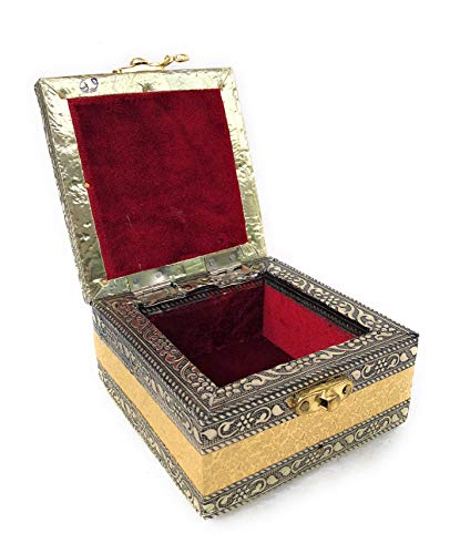Wooden Meenakari Jewel Box for Women / Multipurpose Vanity Box Golden Trinket Box Mangal Fashions | Indian Home Decor and Craft