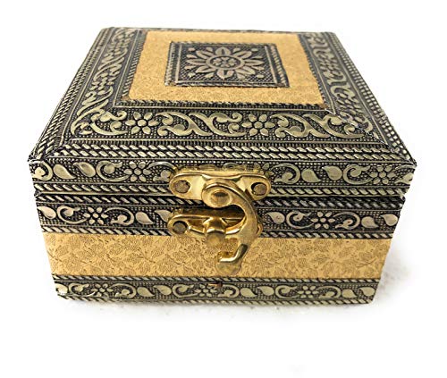 Wooden Meenakari Jewel Box for Women / Multipurpose Vanity Box Golden Trinket Box Mangal Fashions | Indian Home Decor and Craft